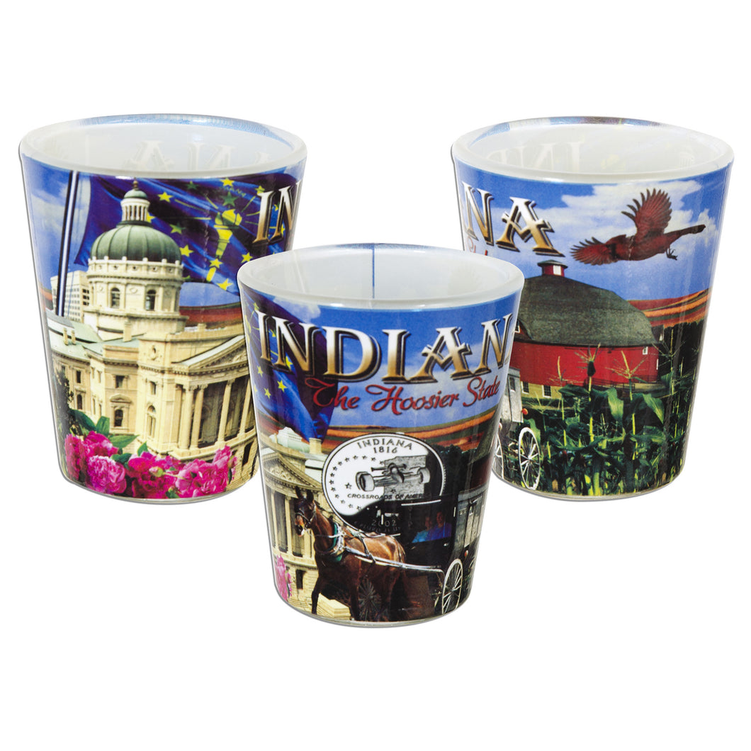 GLIN08 Shot Glass / Photo Wrap - Indiana Symbols