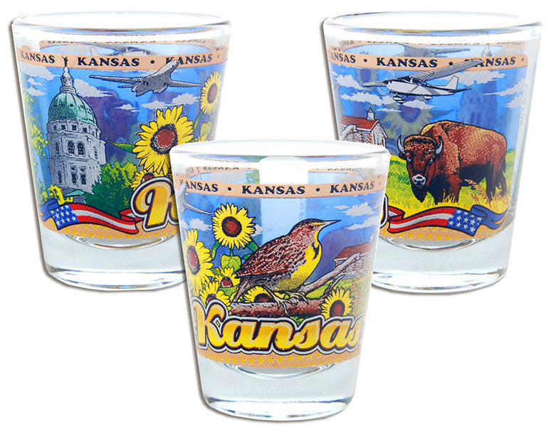 GLKS99 Shot Glass Panorama Kansas