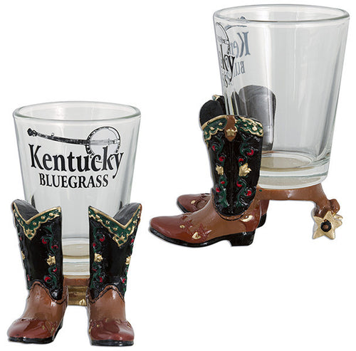Shot Glass Polyresin Boots Kentucky Bluegrass