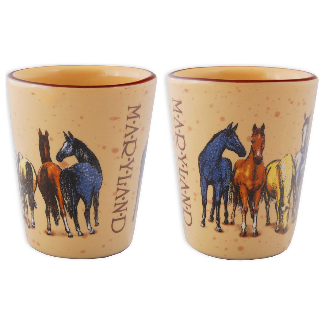 Shot Cup Tan Speckled Horses with Maryland