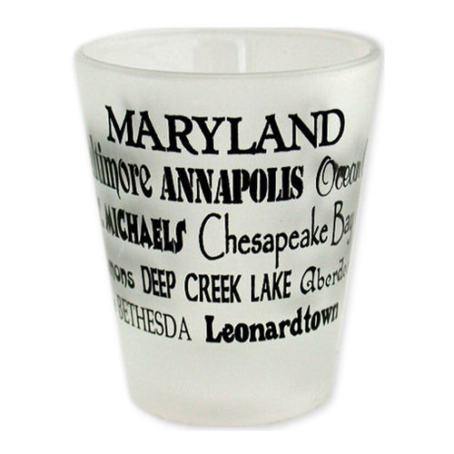 Shot Glass Frosted Cities of Maryland