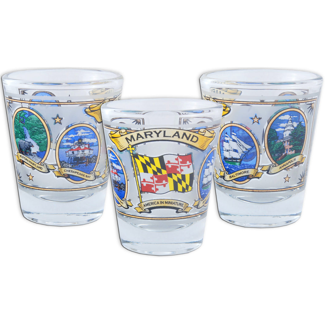 Shot Glass Maryland Ovals with Gold