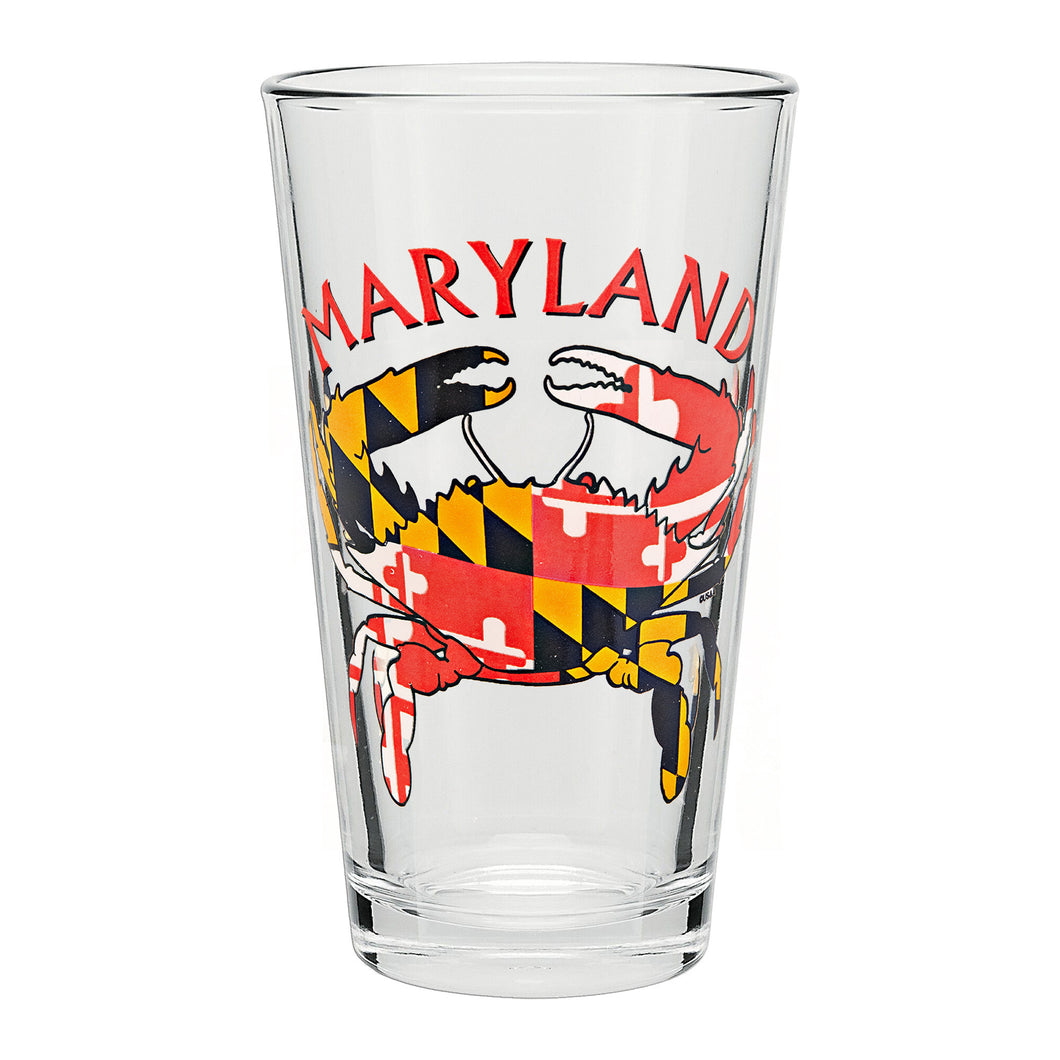 Pint Glass Maryland Flag Crab