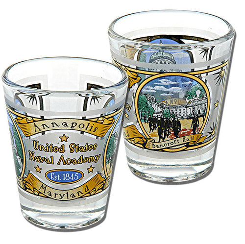 Shot Glass Frosted History U.S.N.A.