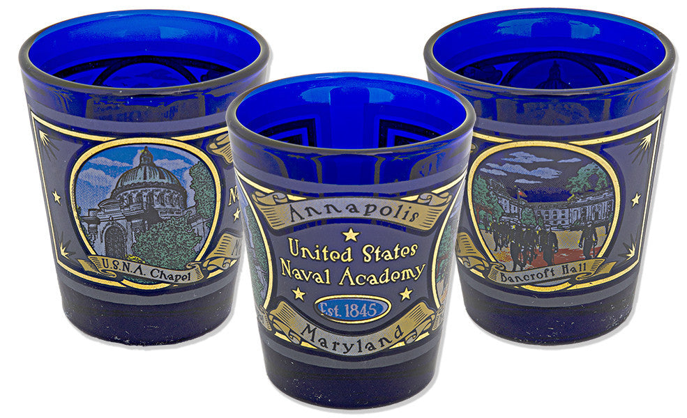 Shot Glass Cobalt USNA Wrap
