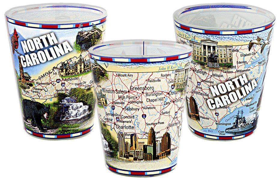 Shot Glass Wrap Map North Carolina