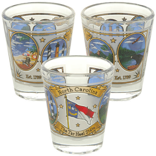 Shot Glass Frosted Ovals North Carolina Icons