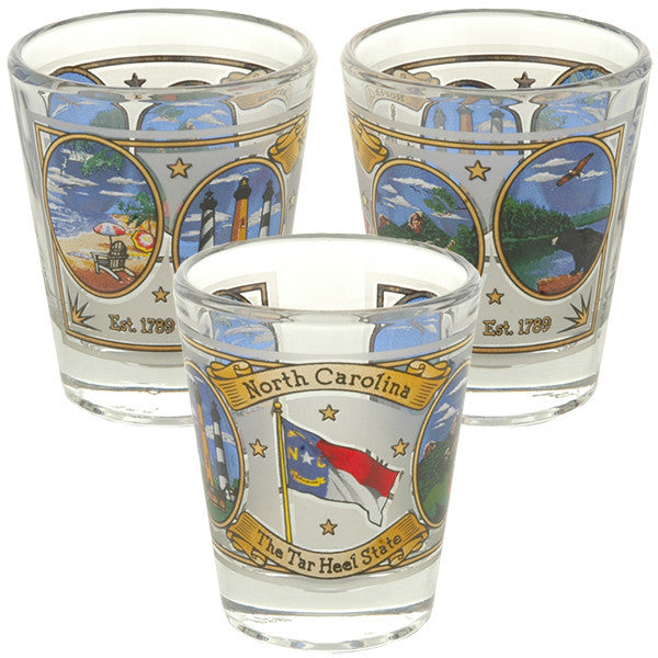Shot Glass Frosted Ovals North Carolina Icons