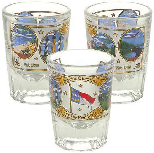 Shot Glass Heavy Ovals North Carolina Icons