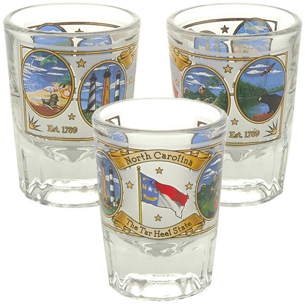 Shot Glass Heavy Ovals North Carolina Icons