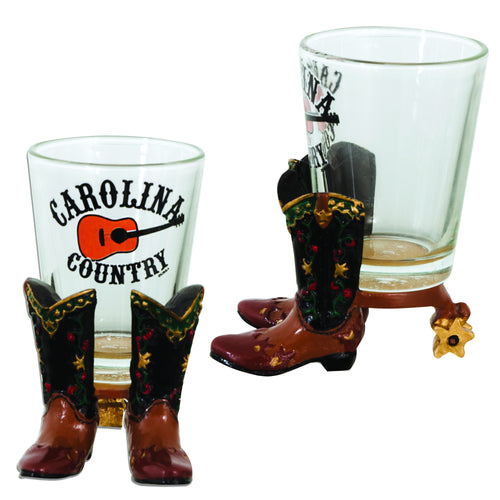 Shot Glass- Polyresin Boots - Carolina Country