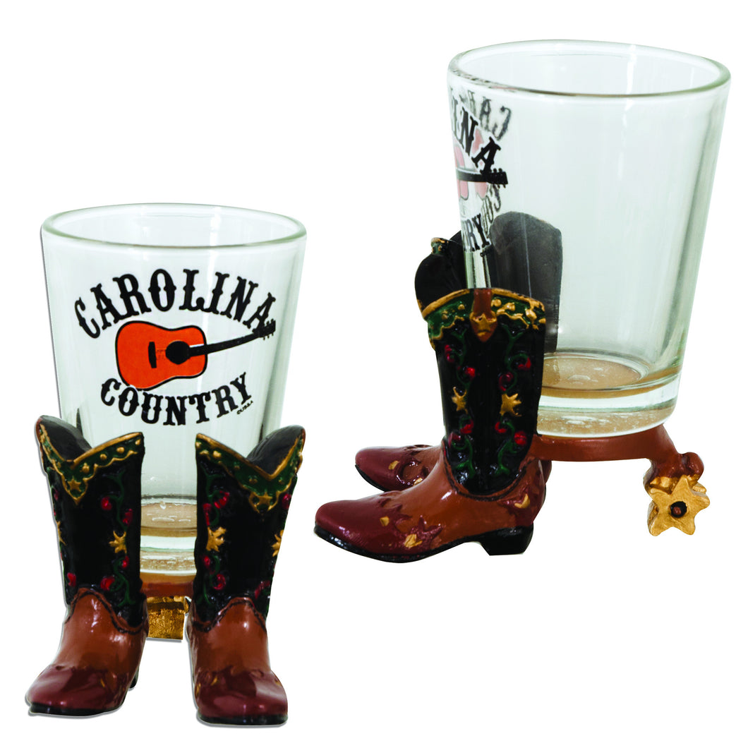Shot Glass- Polyresin Boots - Carolina Country