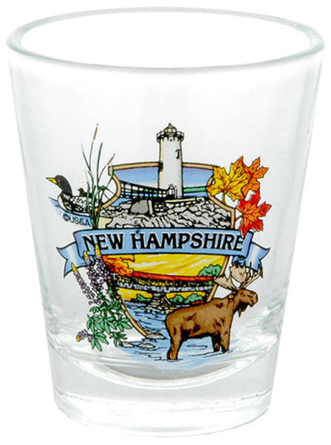 Shot Glass Clear New Hampshire Montage