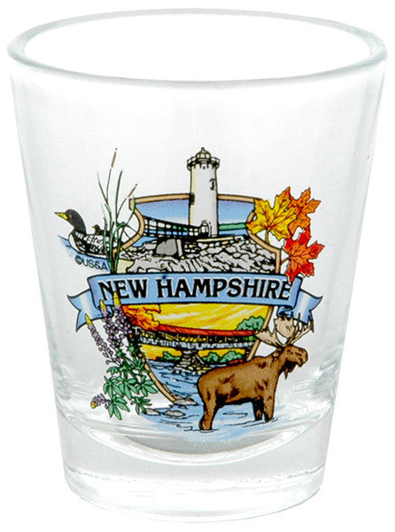 Shot Glass Clear New Hampshire Montage