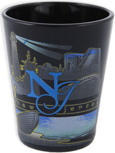 Shot Glass Black New Jersey Graphic