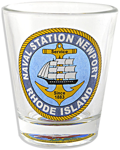 Shot Glass with Bottom Seal Naval Station Newport