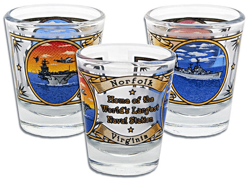 Shot Glass Frosted Naval Station Norfolk
