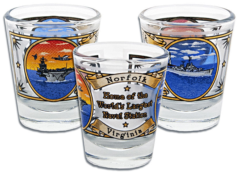 Shot Glass Frosted Naval Station Norfolk