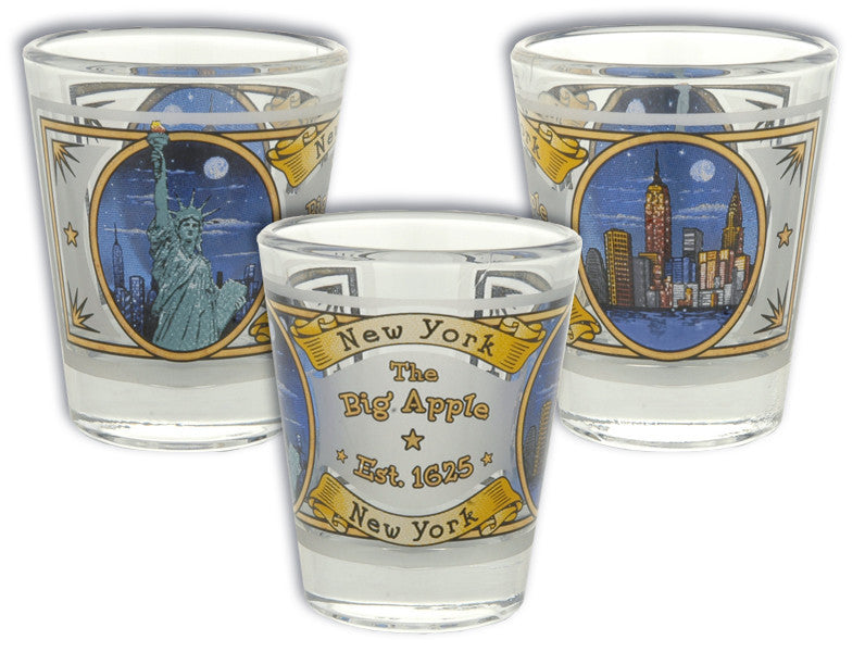 Shot Glass Frosted Gold New York City