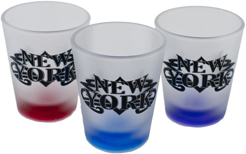 Shot Glass Frosted Tribal New York