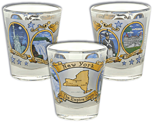 Shot Glass Frosted Ovals New York State