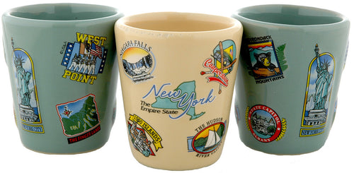 Shot Cup Tan Raised New York State