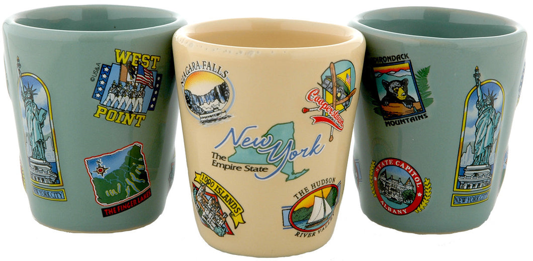 Shot Cup Tan Raised New York State