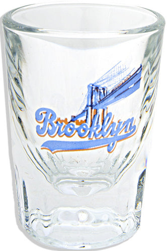 Shot Glass Heavy Fluted Brooklyn Script