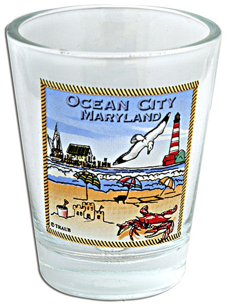 Shot Glass Ocean City Scene