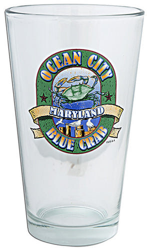 Pint Glass Gold Rim Ocean City Blue Crab