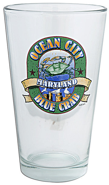 Pint Glass Gold Rim Ocean City Blue Crab