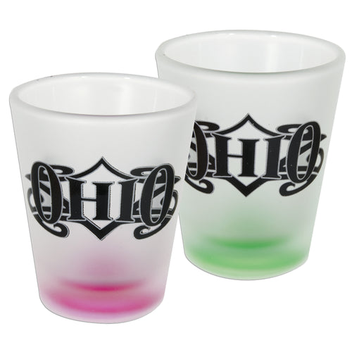 GLOH04 Shot Glass Frosted Tribal Ohio