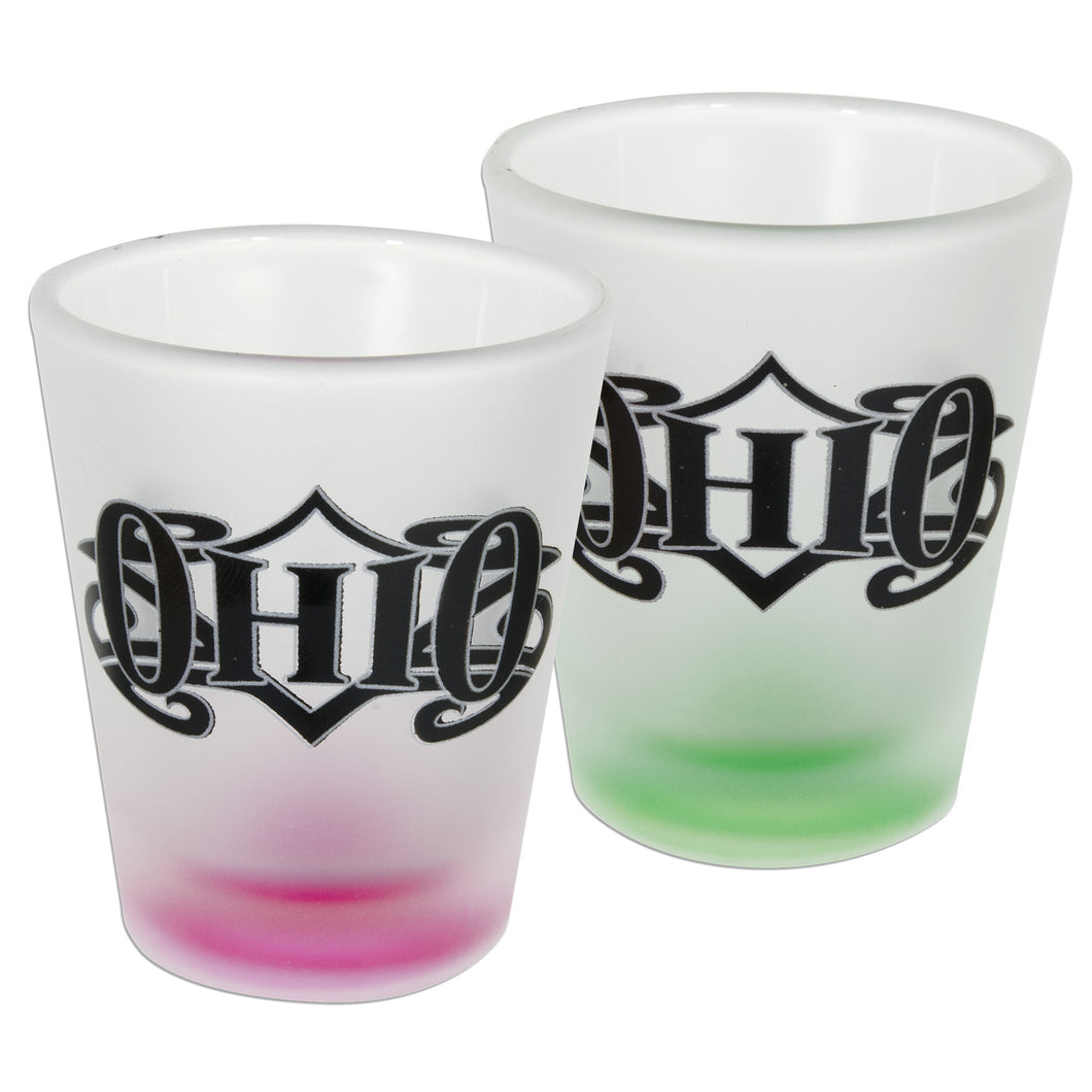 GLOH04 Shot Glass Frosted Tribal Ohio