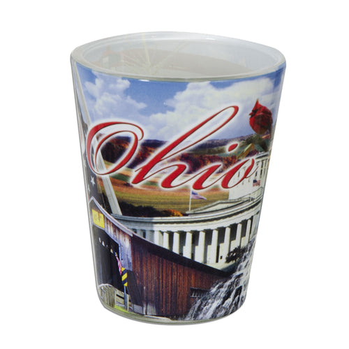 GLOH08 Shot Glass - Photo Wrap - Ohio Symbols