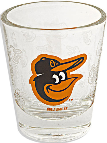 Shot Glass Satin Etch Wrap Orioles Bird