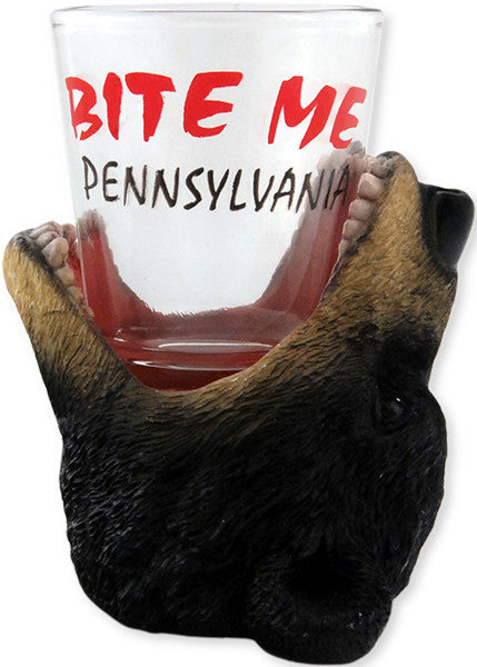 Shot Glass 3D Bear Bite Me Pennsylvania