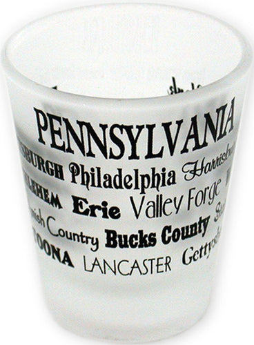 Shot Glass Frosted Cities Pennsylvania