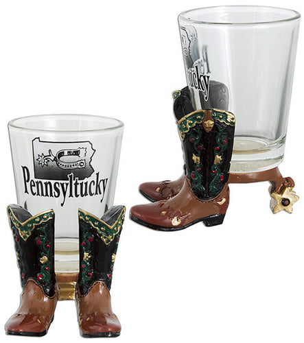 Shot Glass Polyresin Boots Pennsyltucky