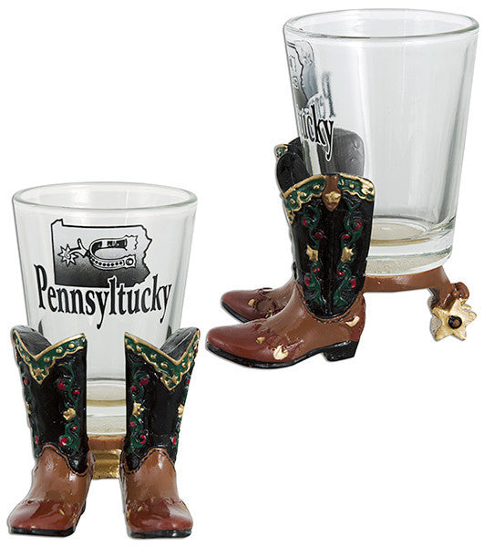 Shot Glass Polyresin Boots Pennsyltucky