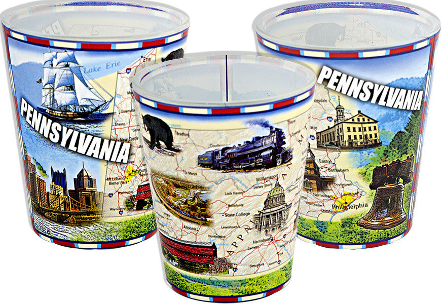 Shot Glass Wrap Map Pennsylvania