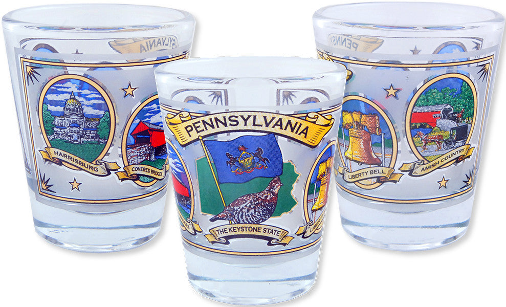 Shot Glass Pennsylvania Ovals with Gold