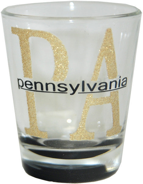 Shot Glass Glitter PA Pennsylvania Color Bottom