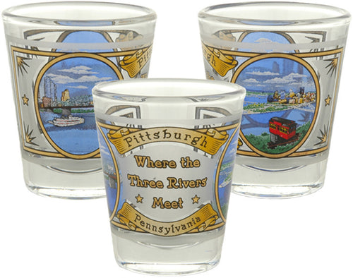 Shot Glass Frost Gold Pittsburgh Three Rivers