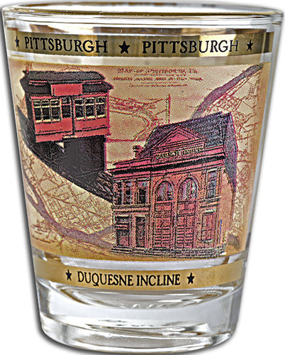 Shot Glass 22K Gold Pittsburgh Old Map