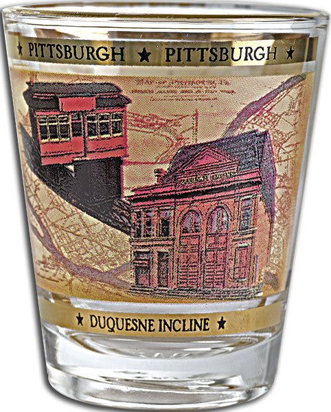 Shot Glass 22K Gold Pittsburgh Old Map
