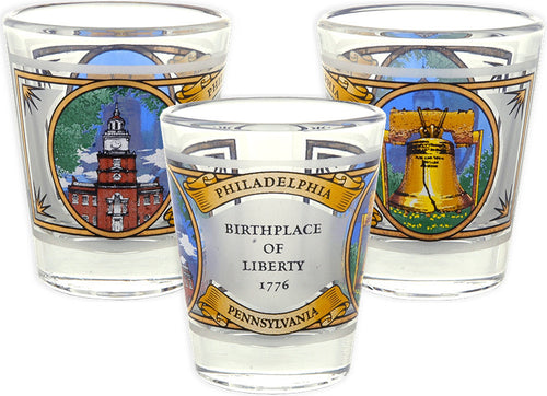Shot Glass Gold Frost Philadelphia 1776