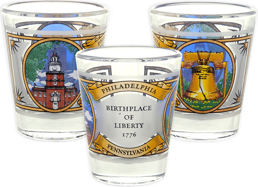 Shot Glass Gold Frost Philadelphia 1776