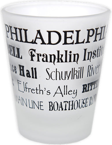 Shot Glass Frosted Philadelphia Names