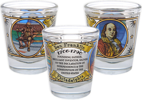 Shot Glass Gold Frost Ben Franklin Philadelphia