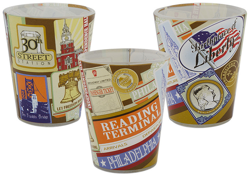 Shot Glass Full Wrap Philadelphia Vintage